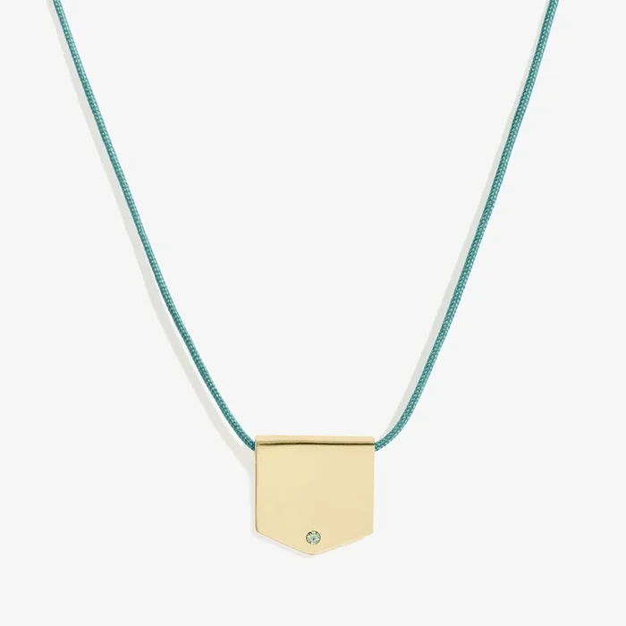 Turquoise Crystal Shield Pull Chain Necklace