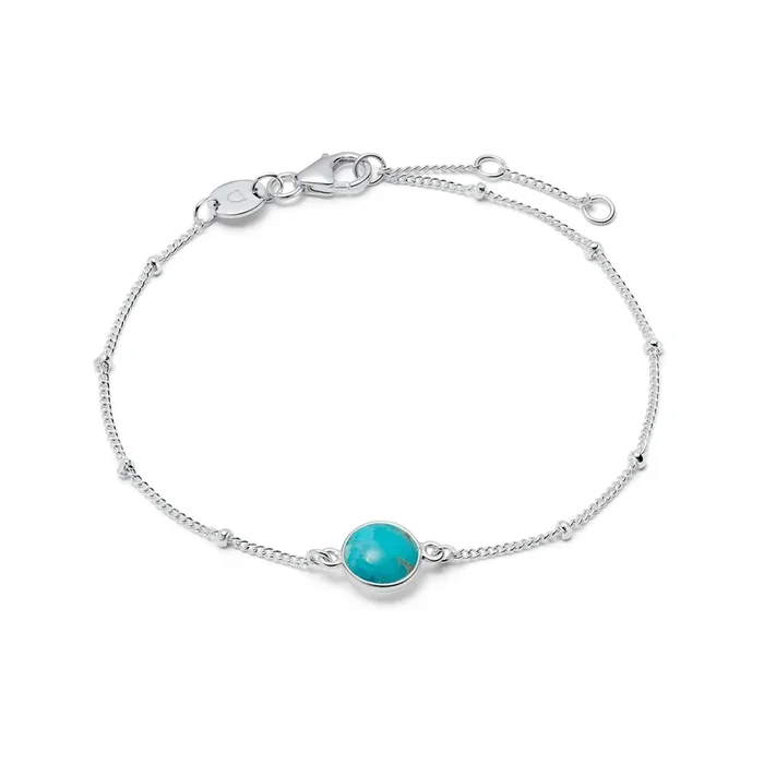 Turquoise Healing Stone Bobble Bracelet Sterling Silver