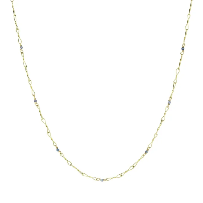 Twisted Link Chain with Blue Sapphires