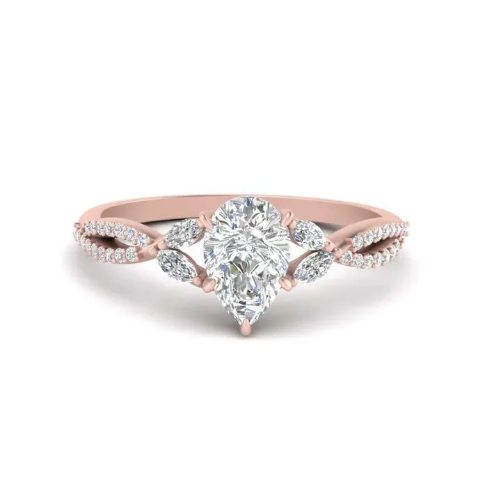 Twisted Split Pear Diamond Ring