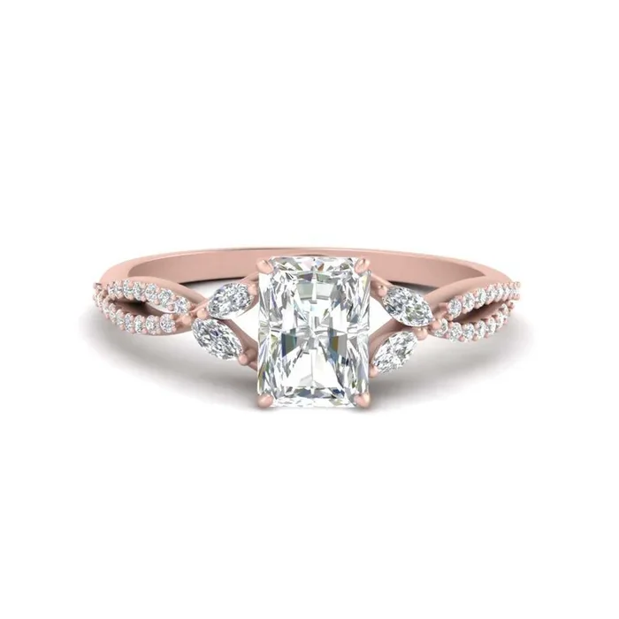 Twisted Split Radiant Diamond Ring