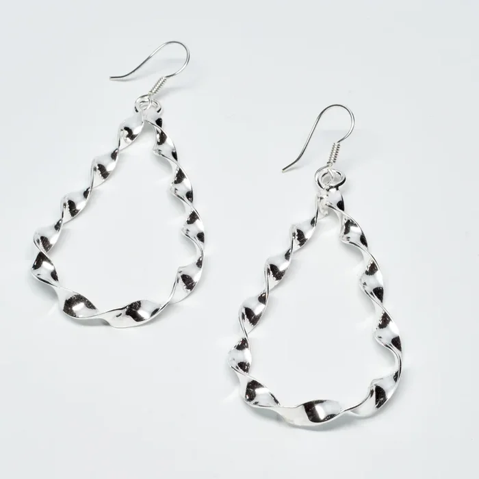 Twisted Sterling Silver Teardrop Dangle Earrings