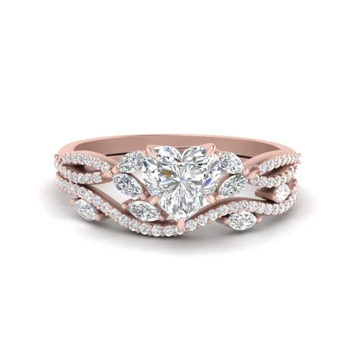 Twisted Vine Luxury Heart Diamond Bridal Set