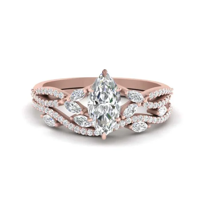 Twisted Vine Luxury Marquise Diamond Bridal Set
