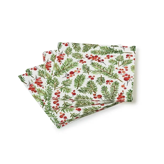 Two’s Company Merry Berry Paper Cocktail Napkin (Pack of 30)