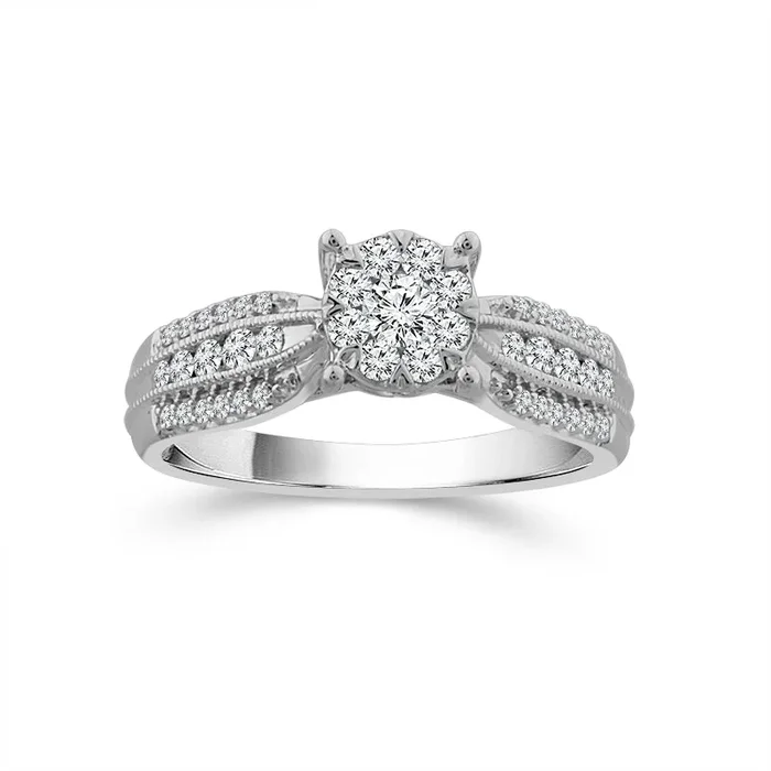 Two Hearts® Bold Promise Round Diamond Engagement Ring