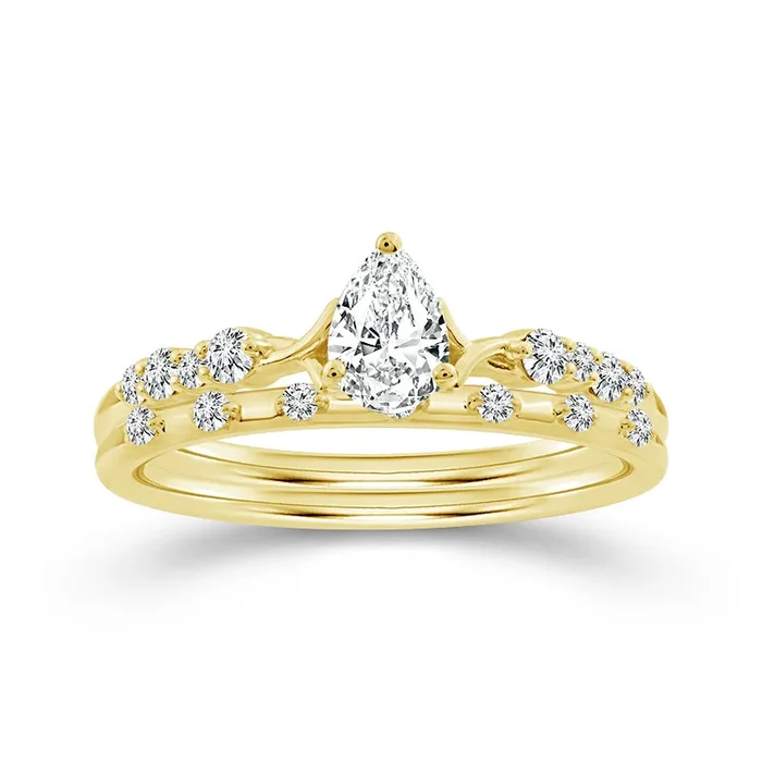 Two Hearts® Divine Cascade Pear Diamond Bridal Set
