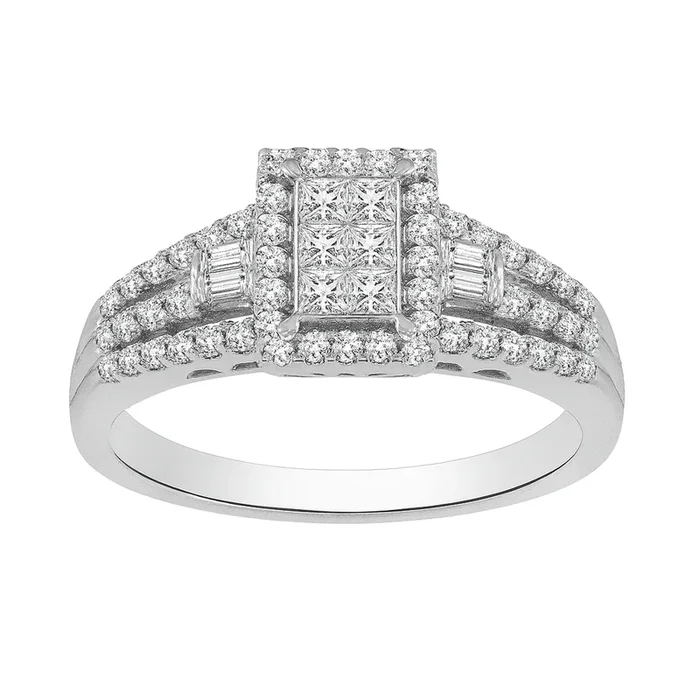 Two Hearts® Towering Promise Princess Cut Diamond Engagement Ring