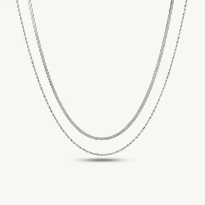 Two-Layer Sleek Curve Chain Necklace