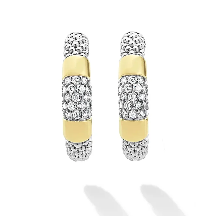 Two-Tone Diamond Hoop Earrings