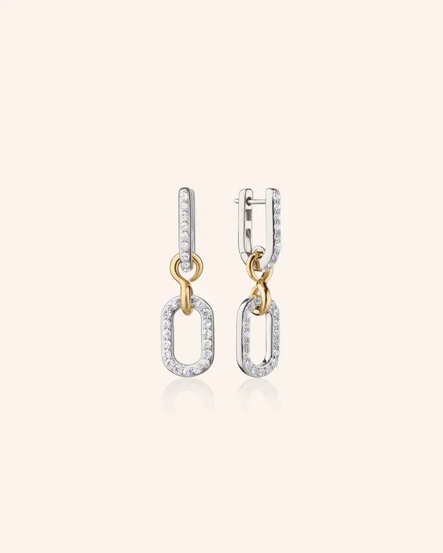 Two-Tone Infinity Earrings with White Sapphires