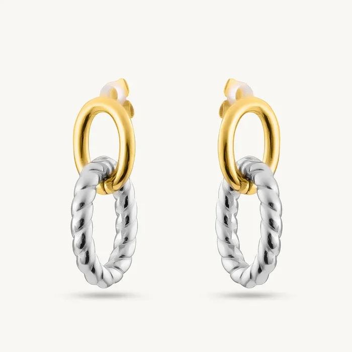 Two-Tone Linked Earrings