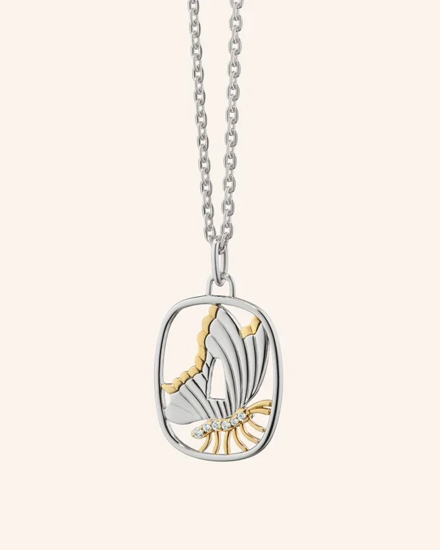 Two-Tone Sculpted Butterfly Necklace with Sapphires