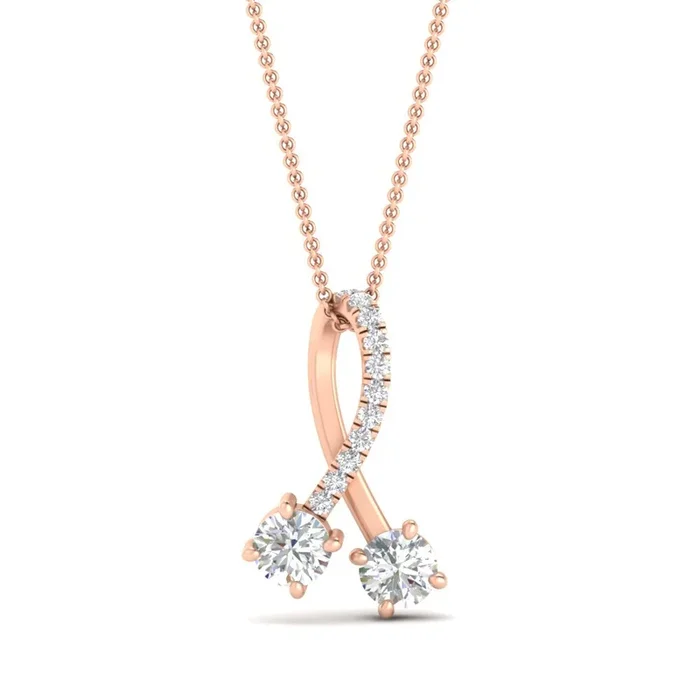 Twogether 2 Stone Ribbon Pendant