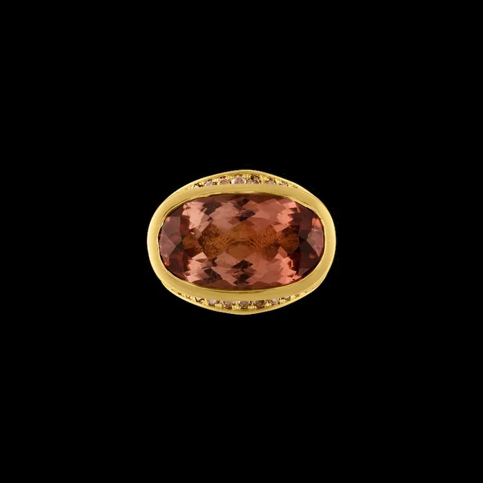 Umber Tourmaline and Diamond Melitodes Ring
