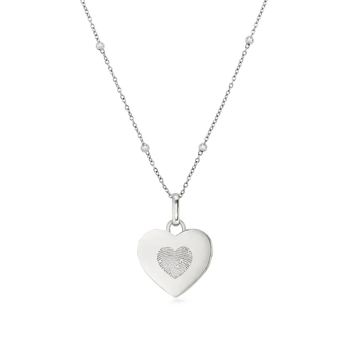 Uniquely Yours Fingerprint Heart Necklace – Single Fingerprint (Silver)