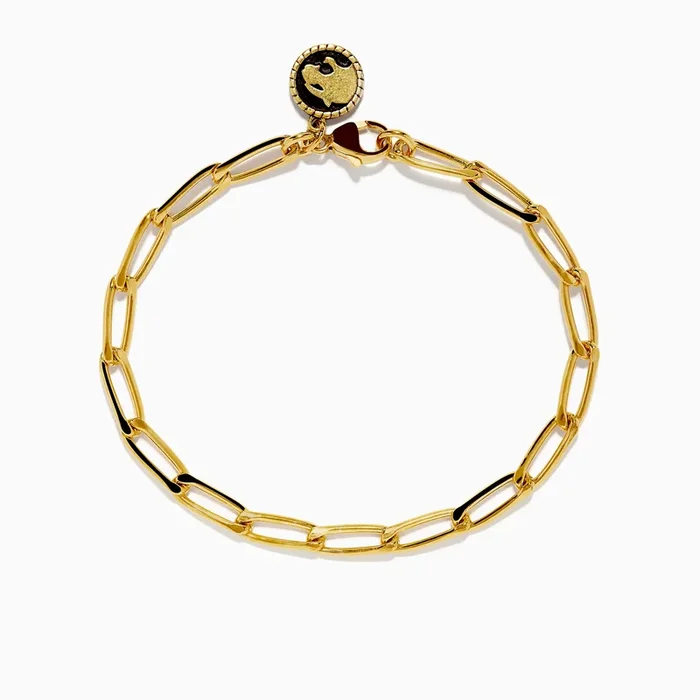 Unisex 925 Gold Plated Sterling Silver 8″ Paper Clip Bracelet