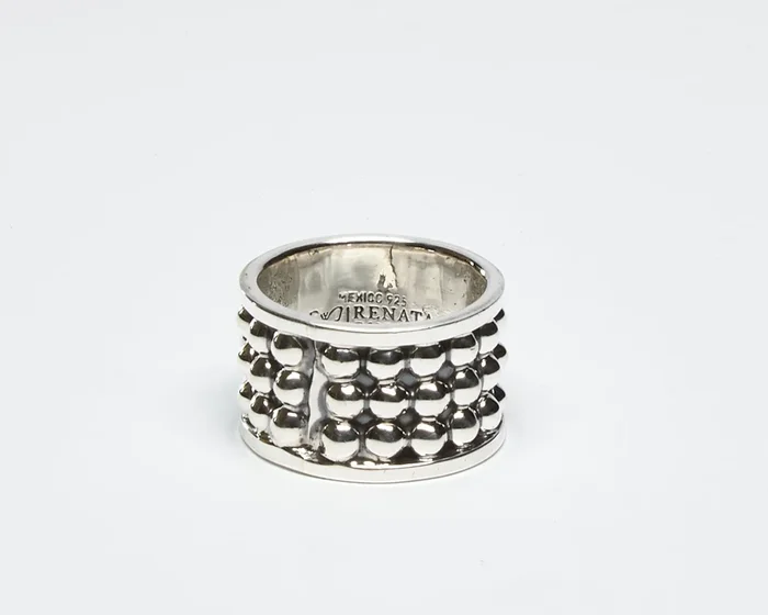 Unisex Oxidized Sterling Silver Bead Ring
