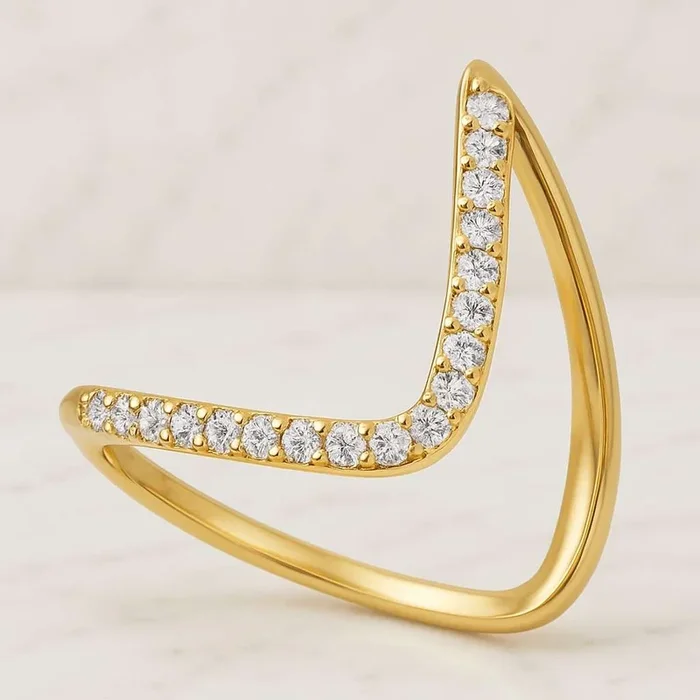 V-Shaped Boomerang Vanki Classic Round Lab Grown Diamond Wedding Band For Women