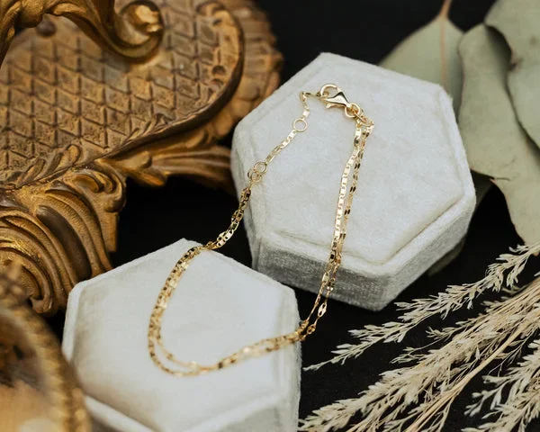 VALENTINO & HAMMERED FORZENTINA LAYERED BRACELET IN 14K YELLOW GOLD