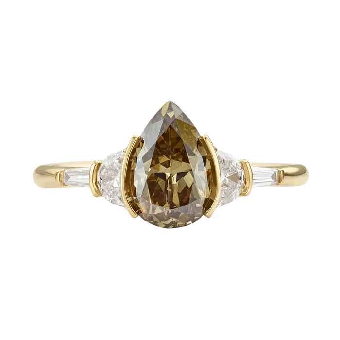 Vetiver Fancy Color Pear Diamond Engagement Ring