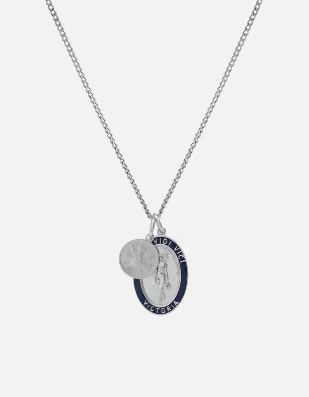 Victoria Necklace, Sterling Silver/Navy