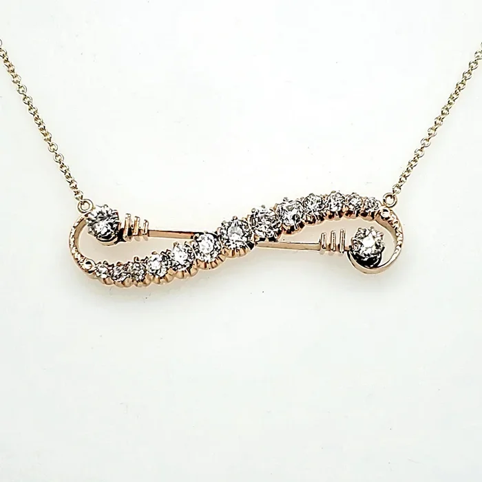 Victorian 14kt yellow gold 3.00 carat mine cut diamond necklace