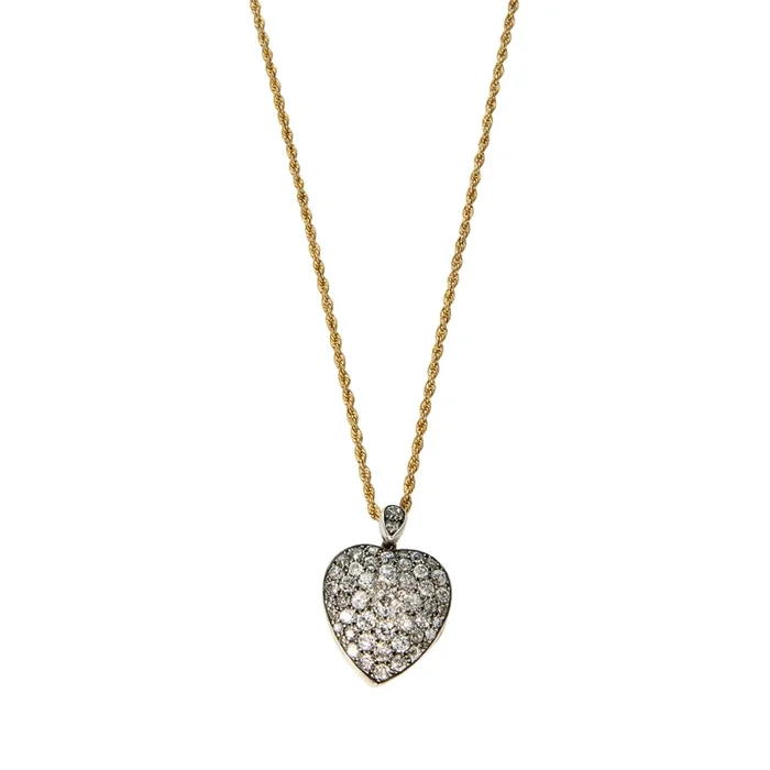 Victorian 4ctw Diamond Pavé Heart Pendant Necklace