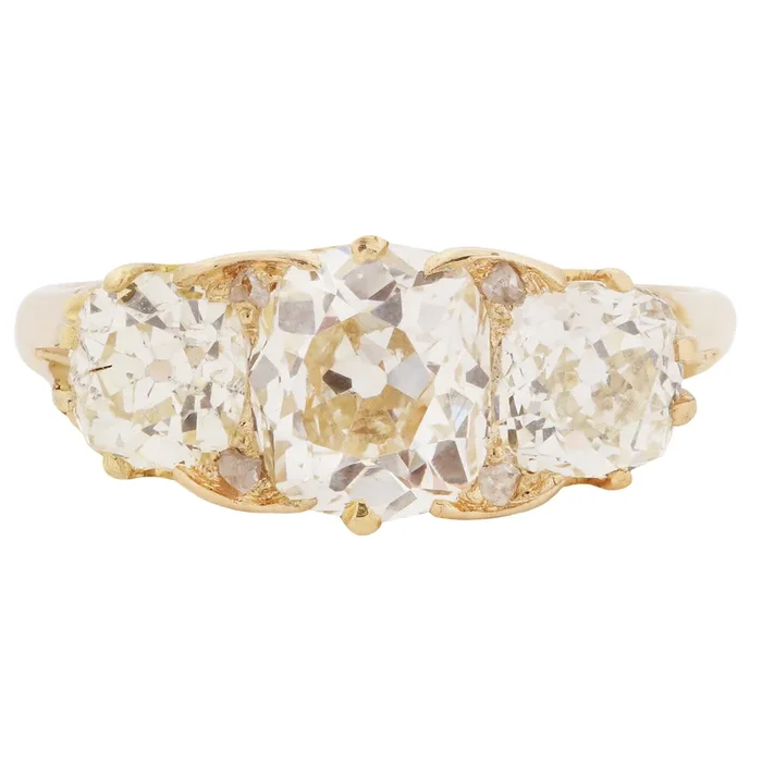 Victorian Crown Diamond Half Hoop Ring