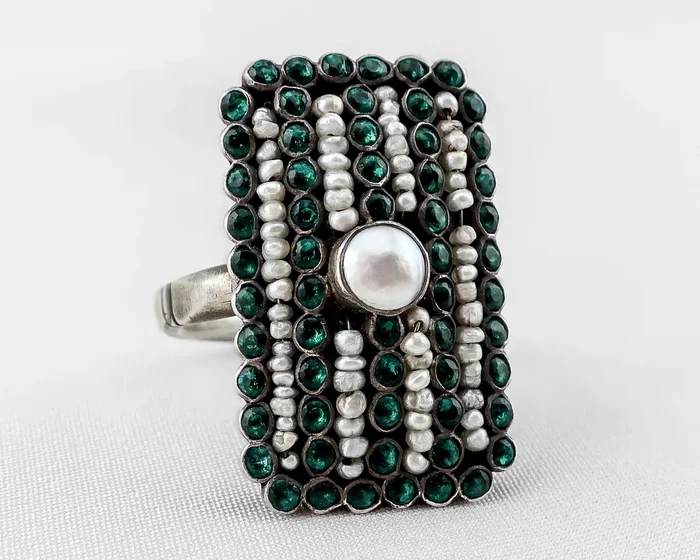 Victorian Pearl & Paste Cocktail Ring