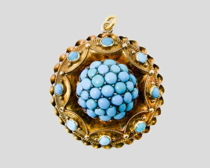 Victorian Turquoise Etruscan Revival Locket