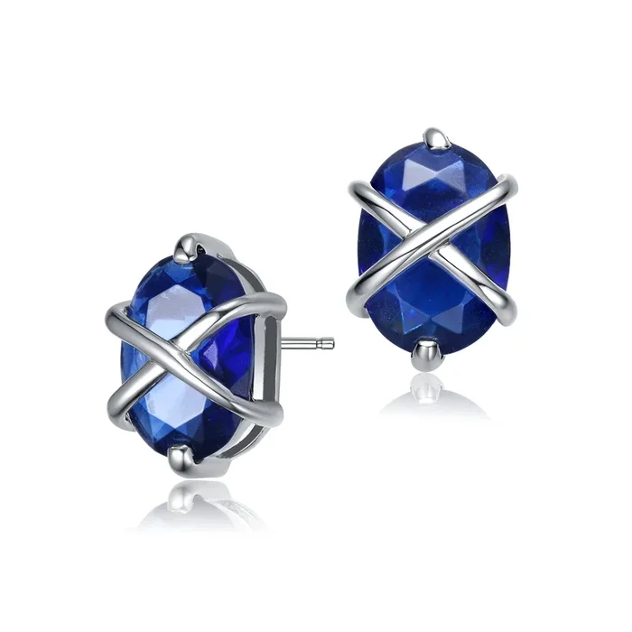 Vilette Sapphire-Blue Oval Earrings