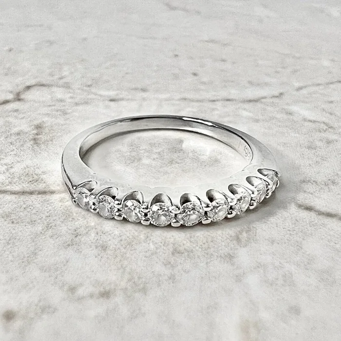 Vintage 14 Karat White Gold 1/2 Carat Diamond Band Ring