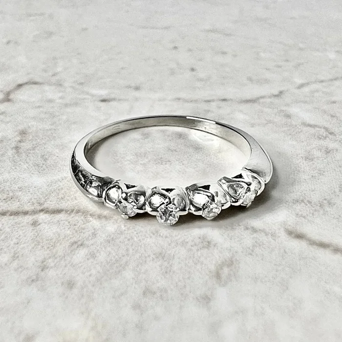 Vintage 14 Karat White Gold Diamond Band Ring