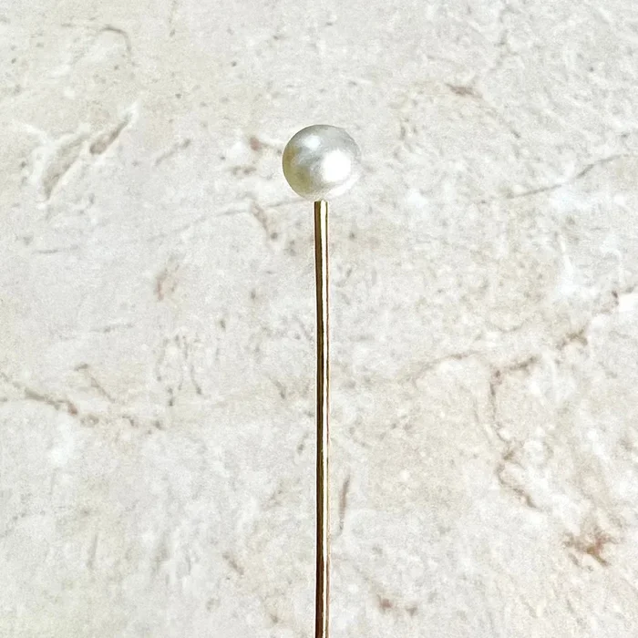 Vintage 14 Karat Yellow Gold Pearl Stick Pin / Hat Pin