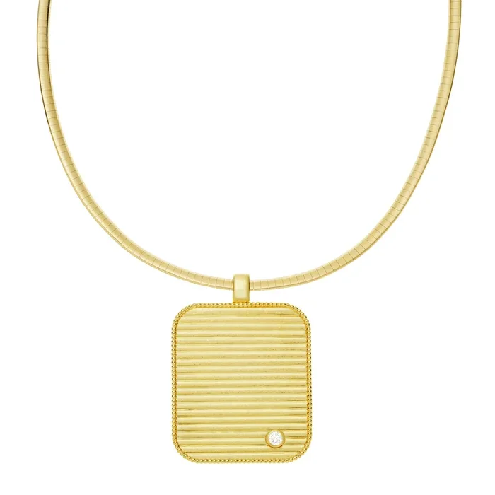 Vintage Oversized Rectangular Fluted Pendant Choker