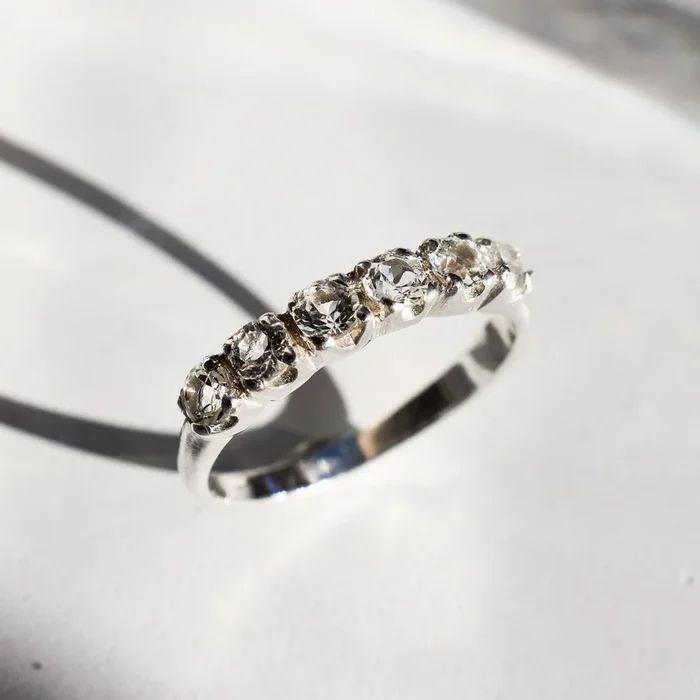 Vintage Topaz Ring – Half Eternity Topaz Ring – Topaz Vintage Band