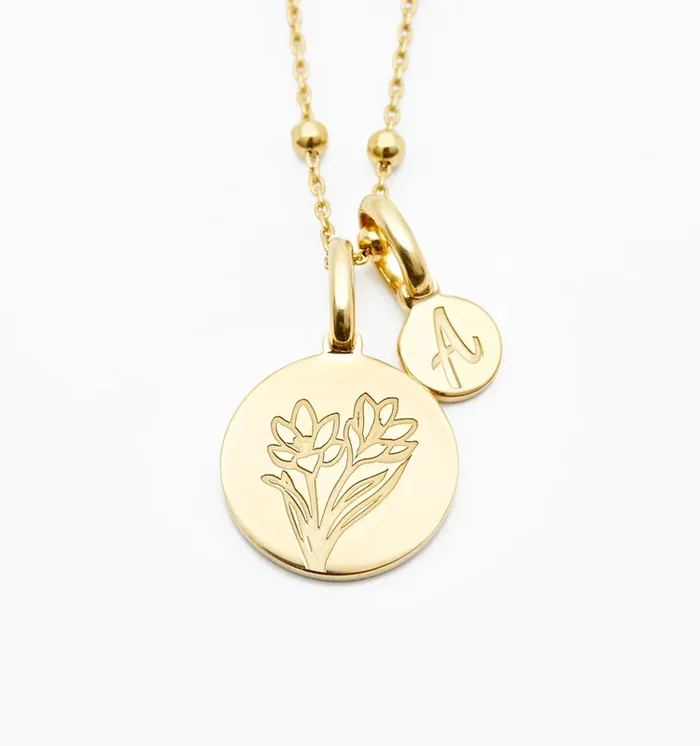 Violet Initial Necklace – February Flower