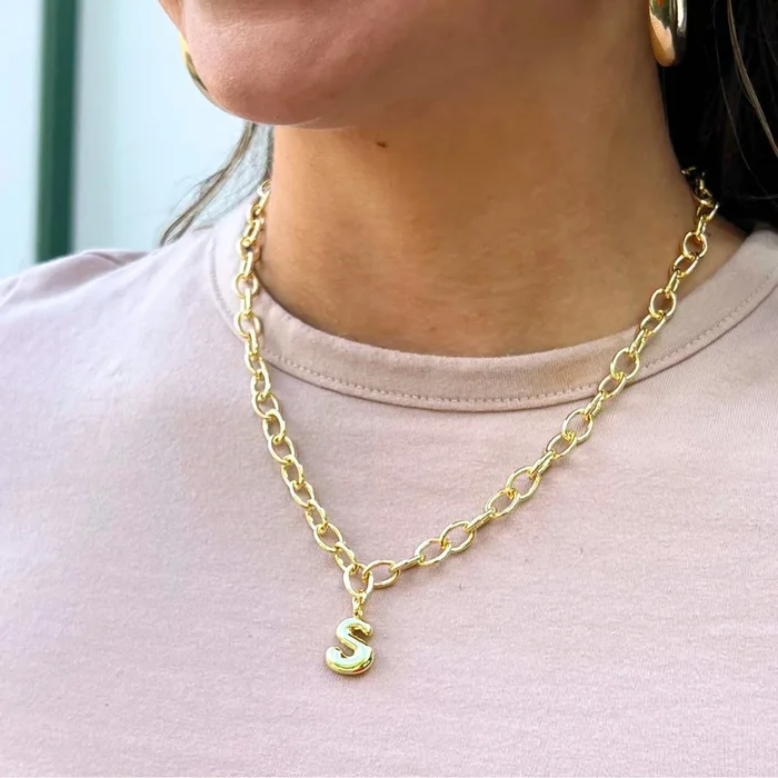 Virtual Charm Bar | Bubble Letter Necklace