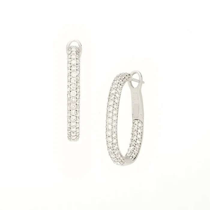 Viv Oval Pave Diamond Hoops