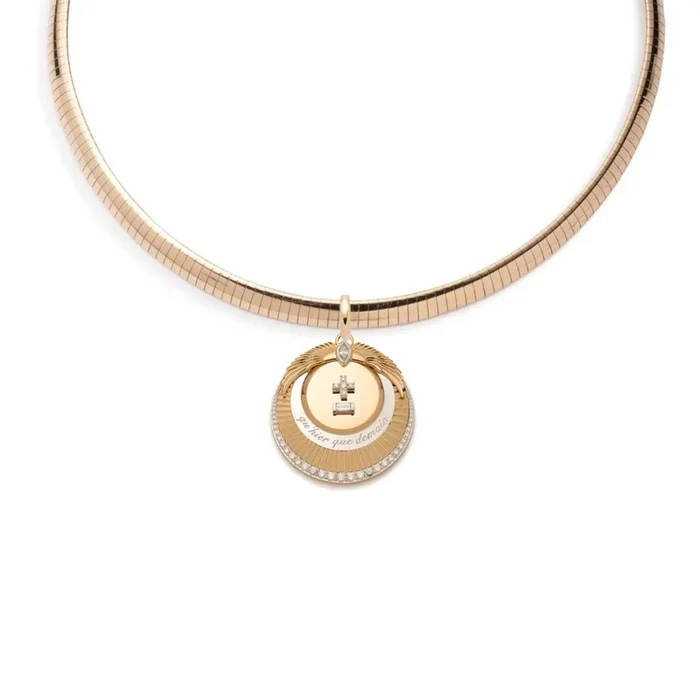 Vivacity Medium Sleek Collar Necklace : in Yellow Gold with Diamonds