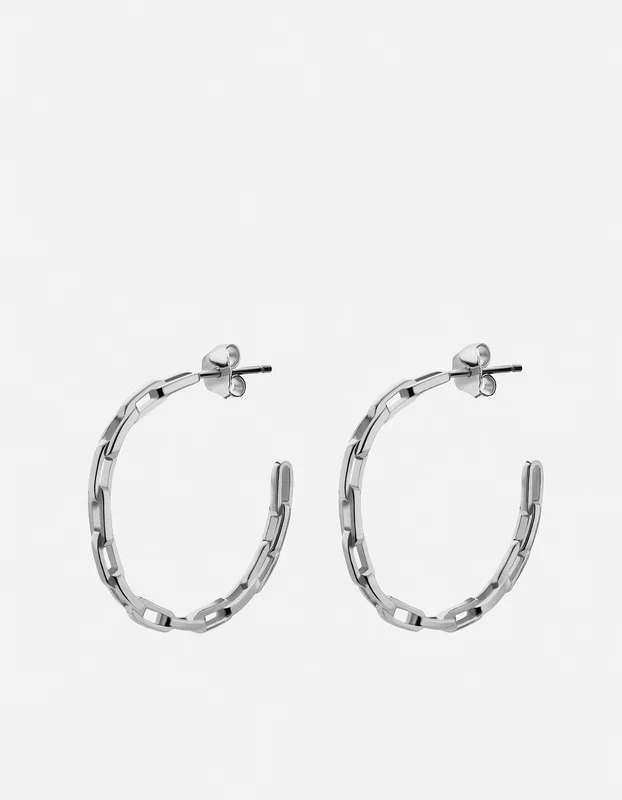 Volt Link Hoop Earrings, Sterling Silver
