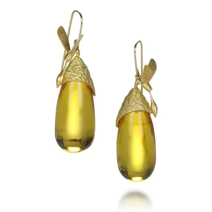 Wasps with Amber Drop Earrings