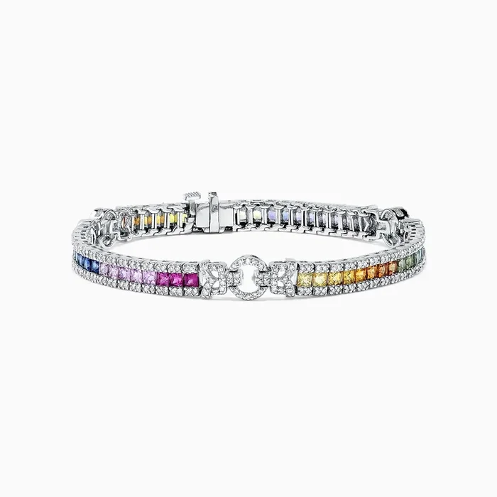 Watercolors 14K White Gold Multi Sapphire & Diamond Bracelet