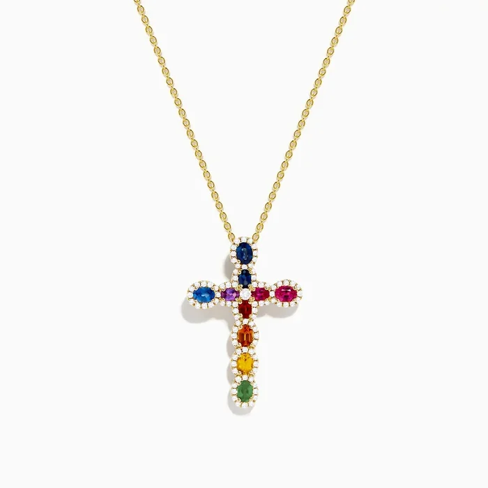 Watercolors 14K Yellow Gold Cross Pendant