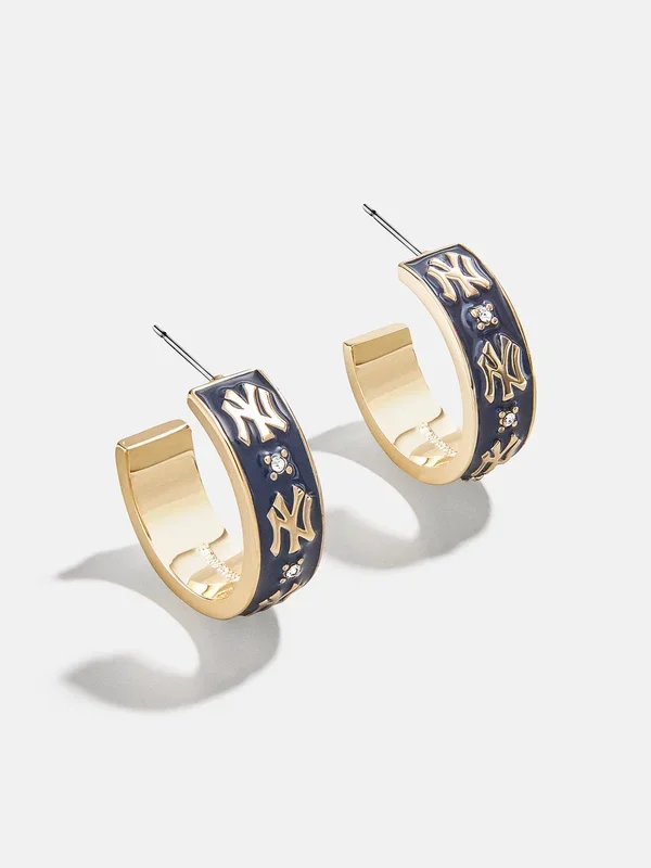 WEAR By Erin Andrews X BaubleBar New York Yankees Enamel Hoop Earrings – New York Yankees