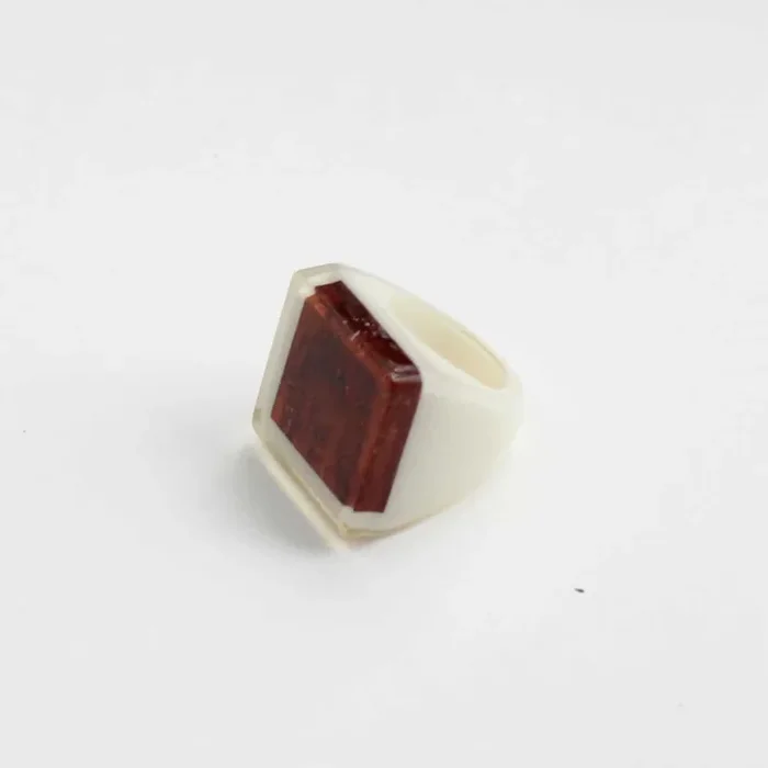 White and Wood Square Ring by Sylca