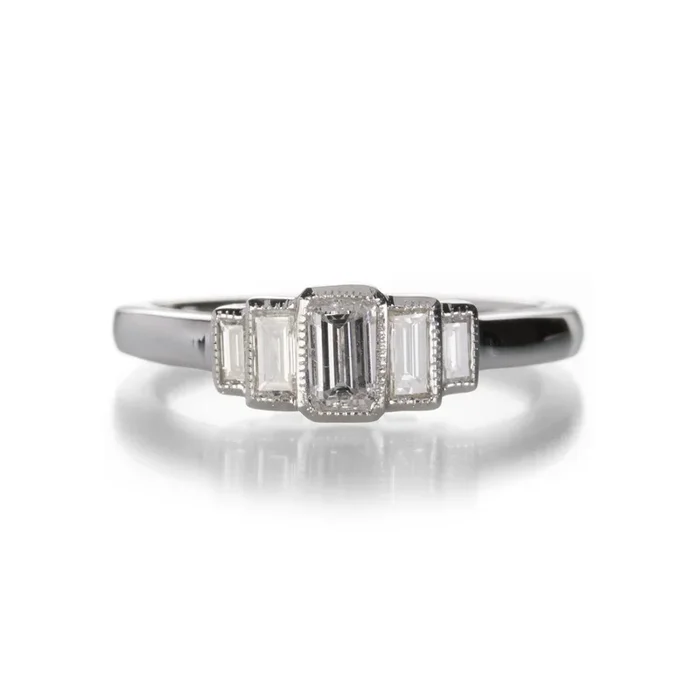 White Baguette Diamond Ring
