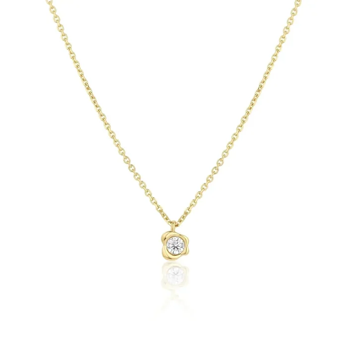 White Diamond Abstract Bezel Necklace