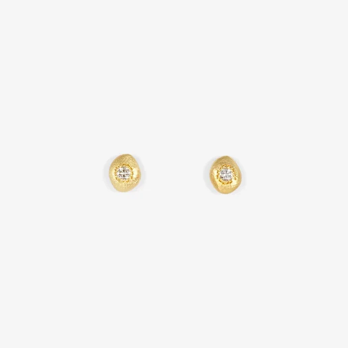White Diamond Pebble Studs | E11001W